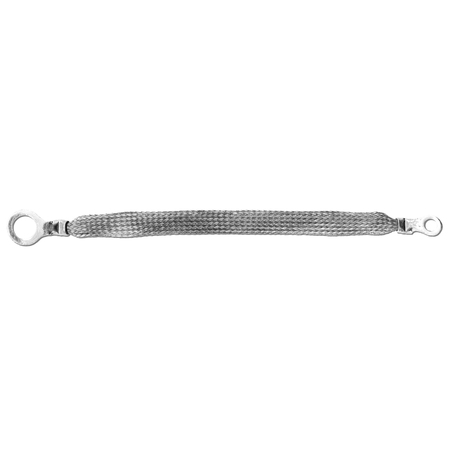 FALCONER ELECTRONICS 8" x 1/2" Braided Ground Straps (1/2" Ring to 1/4" Ring), 50PK 1/2-02-008-50